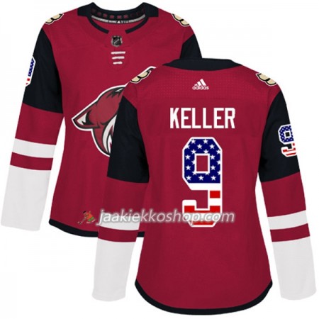 Nainen NHL Arizona Coyotes Pelipaita Clayton Keller 9 Adidas 2017-2018 Punainen USA Flag Fashion Authentic